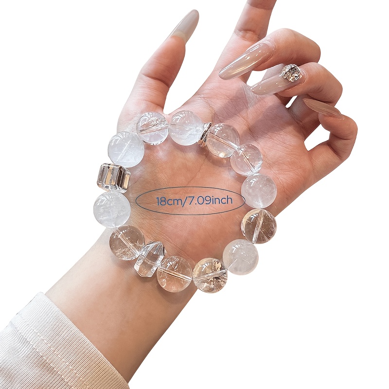 Original White Natural Crystal Beaded Bracelet, Unisex